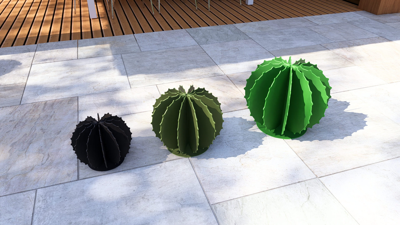 Golden Barrel Cactus Garden Decor (Three Sizes). DXF, SVG files for plasma, laser cutting. Echinocactus grusonii. Home Backyard Decoration. Metal Yard Art. Фото 8