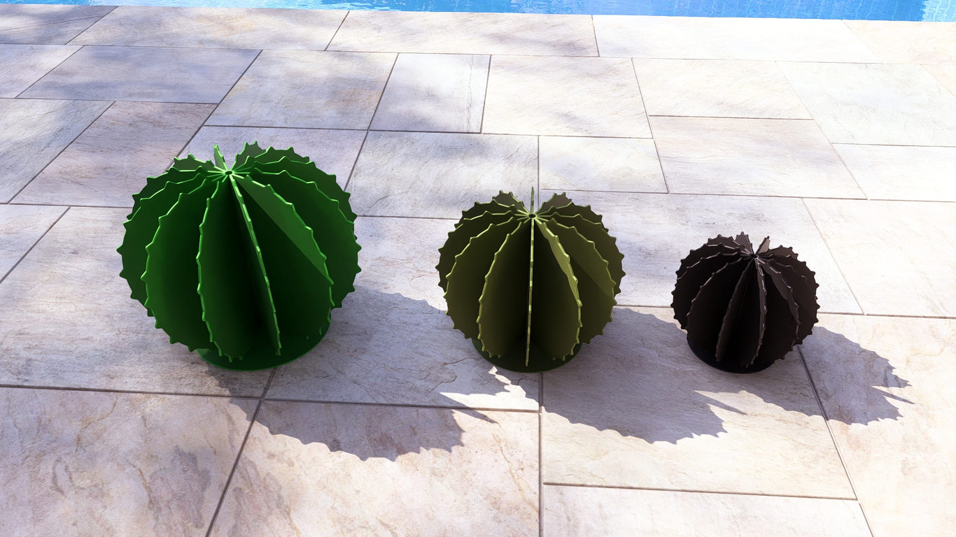 Golden Barrel Cactus Garden Decor (Three Sizes). DXF, SVG files for plasma, laser cutting. Echinocactus grusonii. Home Backyard Decoration. Metal Yard Art. Фото 12