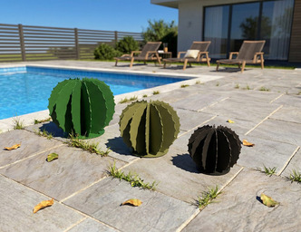 Golden Barrel Cactus Garden Decor (Three Sizes). DXF, SVG files for plasma, laser cutting. Echinocactus grusonii. Home Backyard Decoration. Metal Yard Art