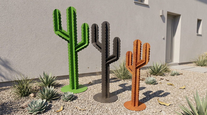 Decorațiune de grădină Cactus V1 (Trei dimensiuni). Fișiere DXF, SVG pentru tăiere cu plasmă și laser. Decor grădină, curte sau casă