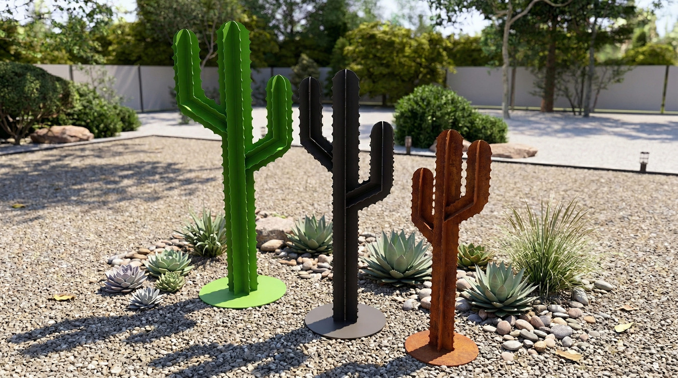 Decorațiune de grădină Cactus V1 (Trei dimensiuni). Fișiere DXF, SVG pentru tăiere cu plasmă și laser. Decor grădină, curte sau casă. Фото 2