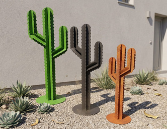 Cactus Garden Decor V1 (Three Sizes). DXF, SVG files for plasma, laser cutting. Home Backyard Decoration. Metal Yard Art