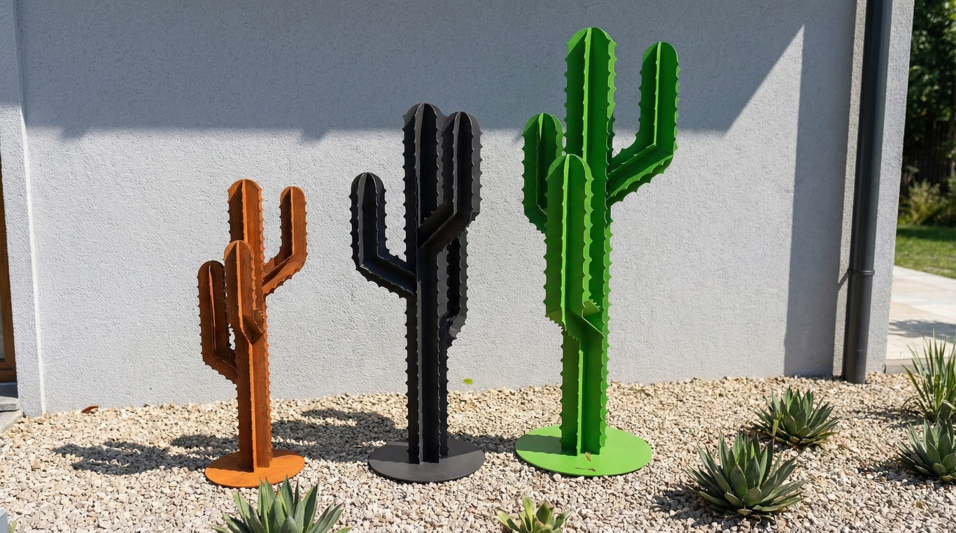 Cactus Garden Decor V2 (Three Sizes). DXF, SVG files for plasma, laser cutting. Home Backyard Decoration. Metal Yard Art. Фото 2