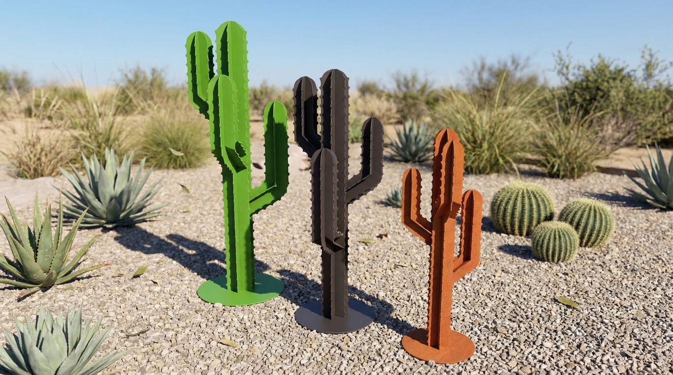 Cactus Garden Decor V2 (Three Sizes). DXF, SVG files for plasma, laser cutting. Home Backyard Decoration. Metal Yard Art. Фото 3