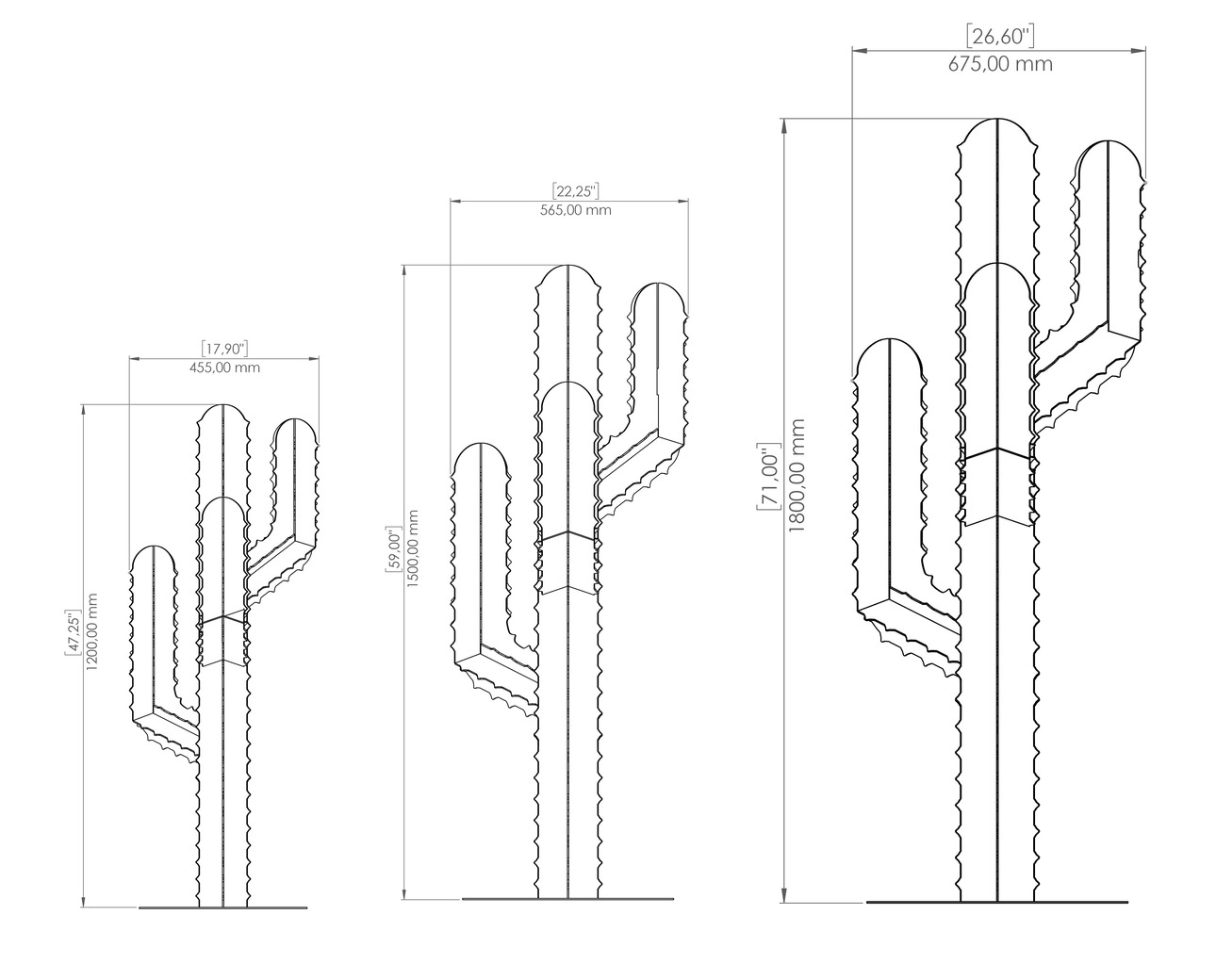 Cactus Garden Decor V2 (Three Sizes). DXF, SVG files for plasma, laser cutting. Home Backyard Decoration. Metal Yard Art. Фото 12