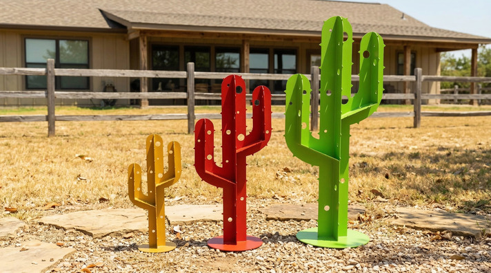 Cactus Garden Decor V4 (Three Sizes). DXF, SVG files for plasma, laser cutting. Home Backyard Decoration. Metal Yard Art
