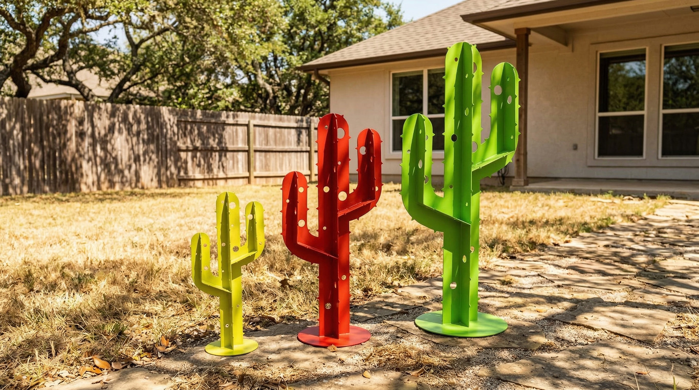 Cactus Garden Decor V4 (Three Sizes). DXF, SVG files for plasma, laser cutting. Home Backyard Decoration. Metal Yard Art. Фото 3