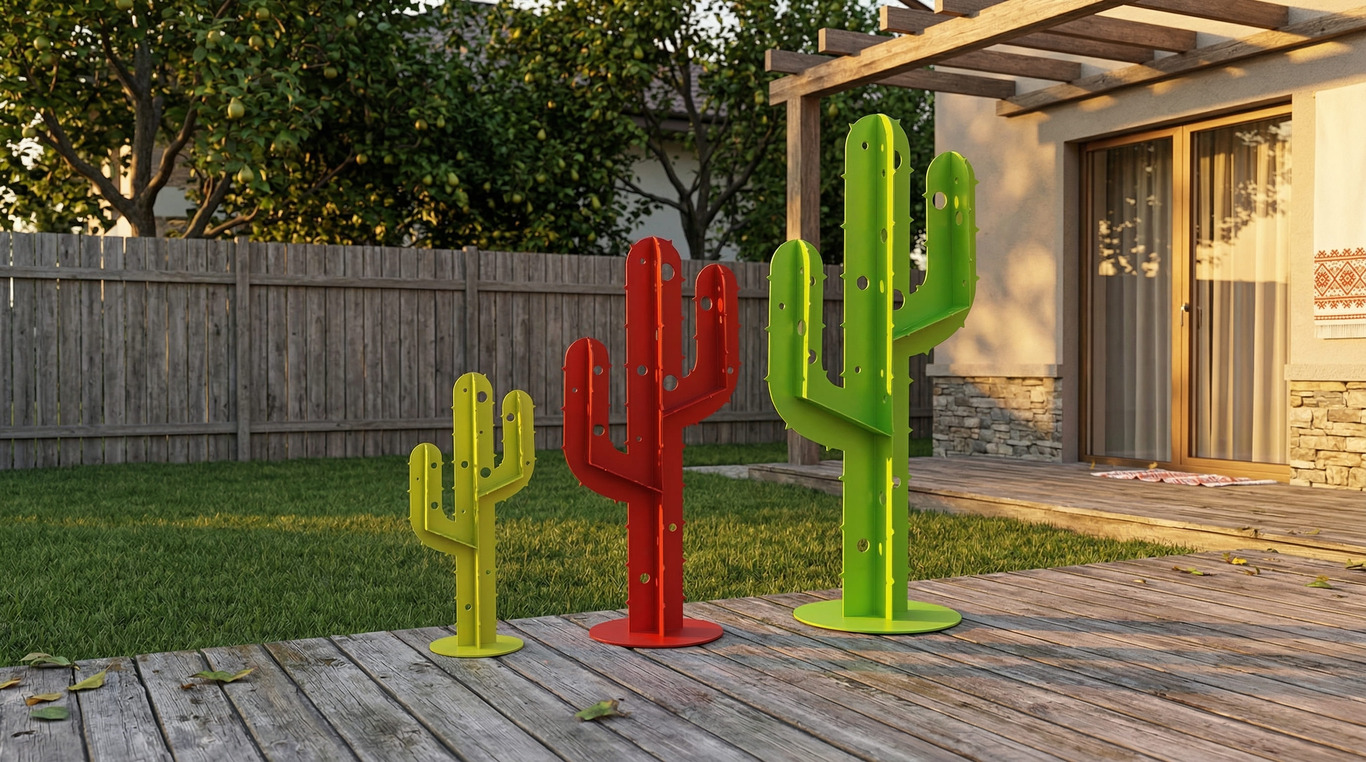 Cactus Garden Decor V4 (Three Sizes). DXF, SVG files for plasma, laser cutting. Home Backyard Decoration. Metal Yard Art. Фото 4
