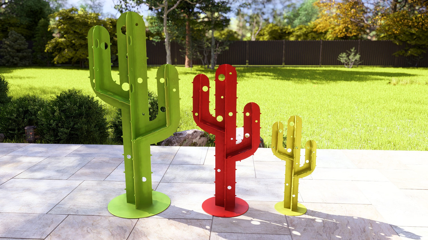 Cactus Garden Decor V4 (Three Sizes). DXF, SVG files for plasma, laser cutting. Home Backyard Decoration. Metal Yard Art. Фото 6