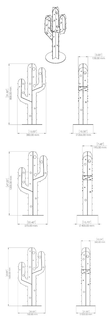 Cactus Garden Decor V4 (Three Sizes). DXF, SVG files for plasma, laser cutting. Home Backyard Decoration. Metal Yard Art. Фото 14