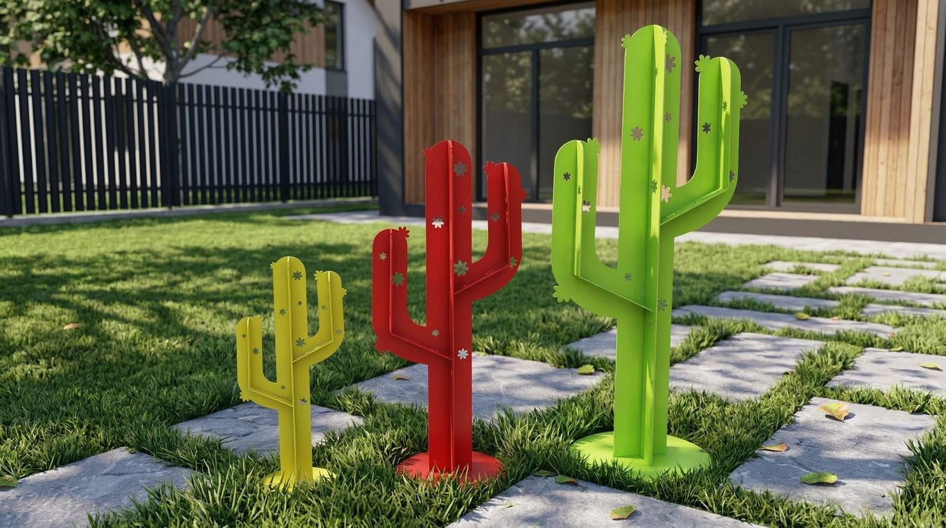 Cactus Garden Decor V5 (Three Sizes). DXF, SVG files for plasma, laser cutting. Home Backyard Decoration. Metal Yard Art. Фото 3