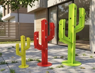 Cactus Garden Decor V5 (Three Sizes). DXF, SVG files for plasma, laser cutting. Home Backyard Decoration. Metal Yard Art