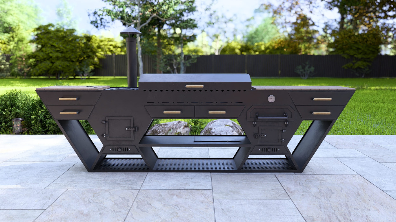 Bucătărie de Vară Multifuncțională. Fișiere DXF, SVG pentru tăiere cu plasmă și laser. Grătar Complet. 3-în-1: Zonă de Grill + Cuptor pizza + Sobă pentru Ceaun. Фото 12