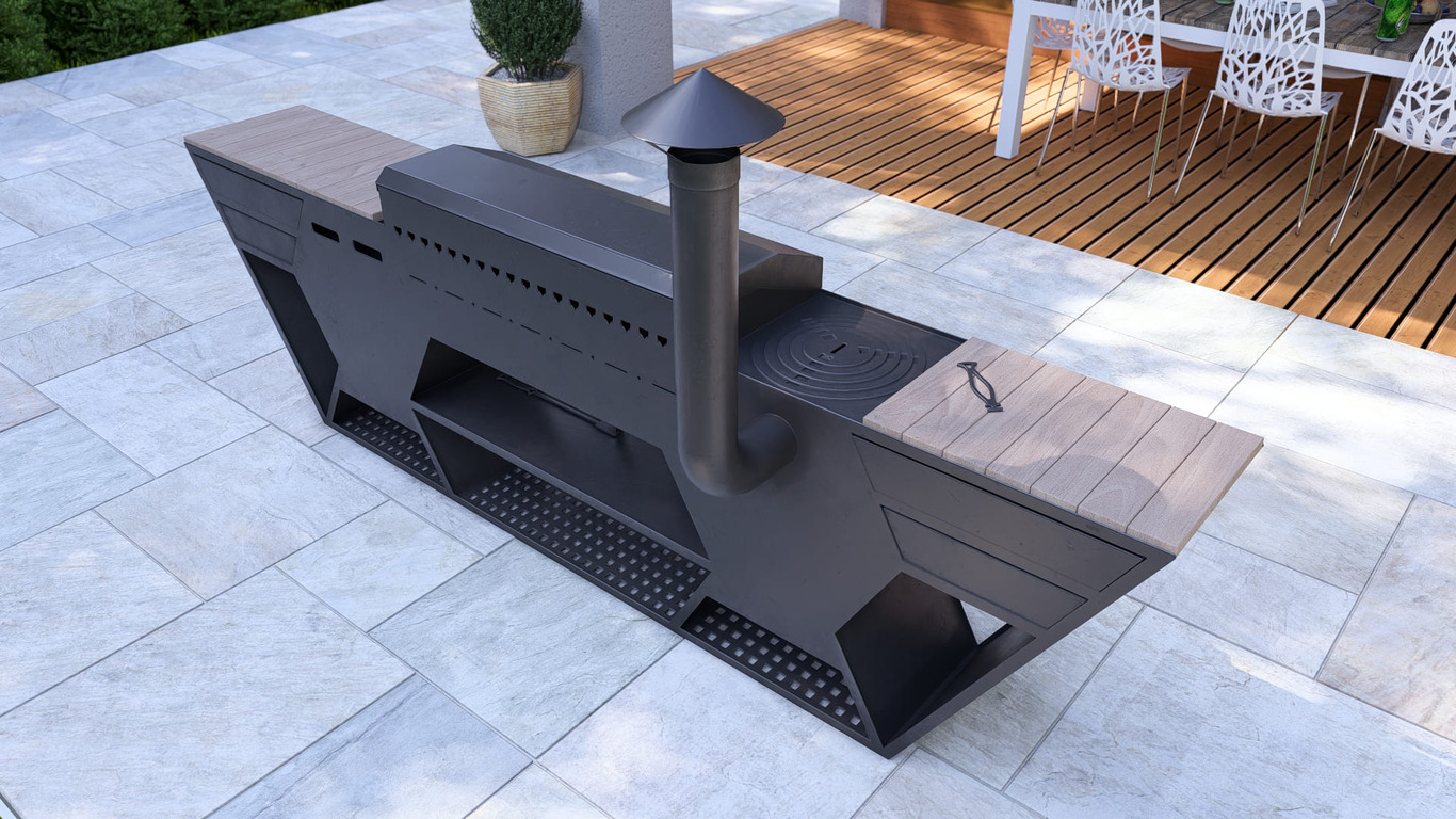 Bucătărie de Vară Multifuncțională. Fișiere DXF, SVG pentru tăiere cu plasmă și laser. Grătar Complet. 3-în-1: Zonă de Grill + Cuptor pizza + Sobă pentru Ceaun. Фото 21