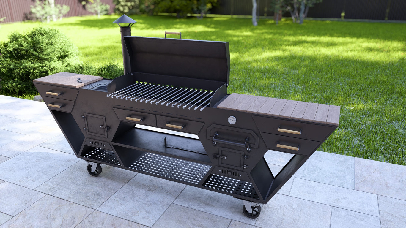 Bucătărie de Vară Multifuncțională. Fișiere DXF, SVG pentru tăiere cu plasmă și laser. Grătar Complet. 3-în-1: Zonă de Grill + Cuptor pizza + Sobă pentru Ceaun. Фото 13