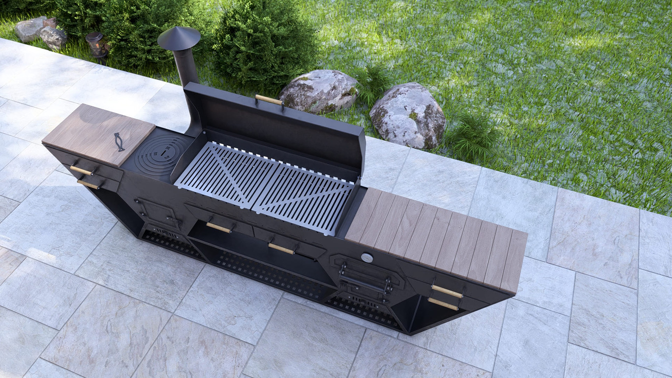 Bucătărie de Vară Multifuncțională. Fișiere DXF, SVG pentru tăiere cu plasmă și laser. Grătar Complet. 3-în-1: Zonă de Grill + Cuptor pizza + Sobă pentru Ceaun. Фото 14