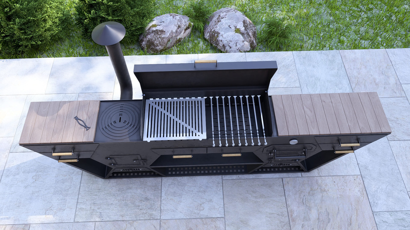 Bucătărie de Vară Multifuncțională. Fișiere DXF, SVG pentru tăiere cu plasmă și laser. Grătar Complet. 3-în-1: Zonă de Grill + Cuptor pizza + Sobă pentru Ceaun. Фото 15