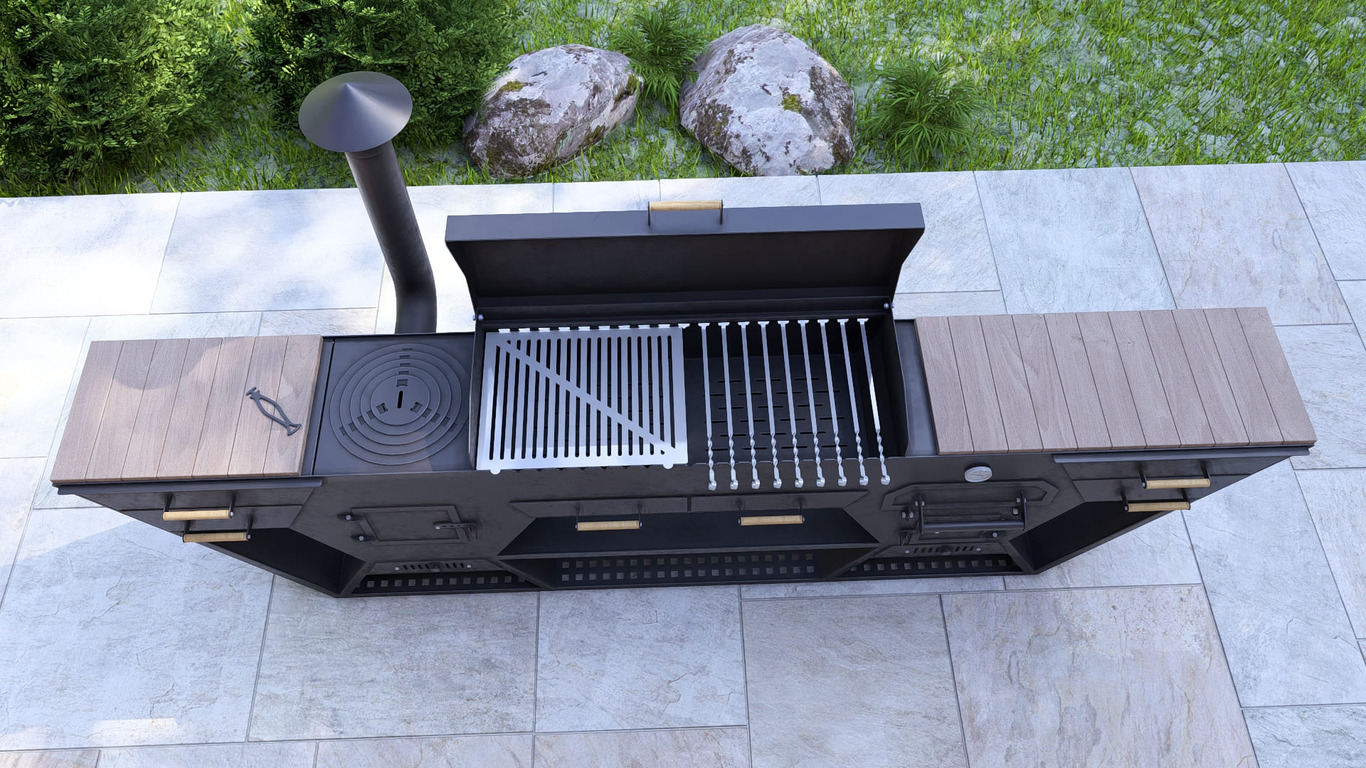 Multifunctional Grill Station. DXF, SVG files for plasma, laser cutting. Outdoor Kitchen. 3-in-1 Barbecue Area + Pizza Oven + Cauldron Stove. Фото 13