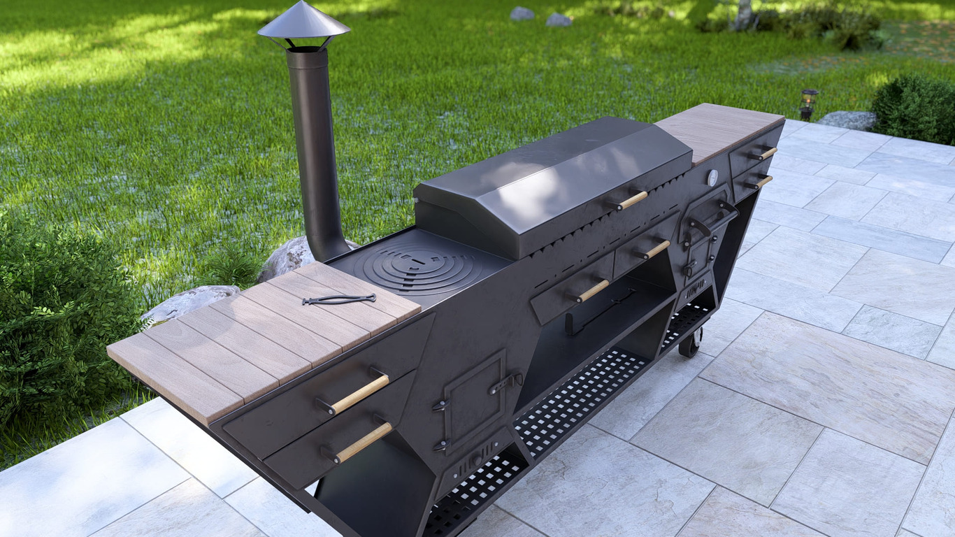 Bucătărie de Vară Multifuncțională. Fișiere DXF, SVG pentru tăiere cu plasmă și laser. Grătar Complet. 3-în-1: Zonă de Grill + Cuptor pizza + Sobă pentru Ceaun. Фото 17