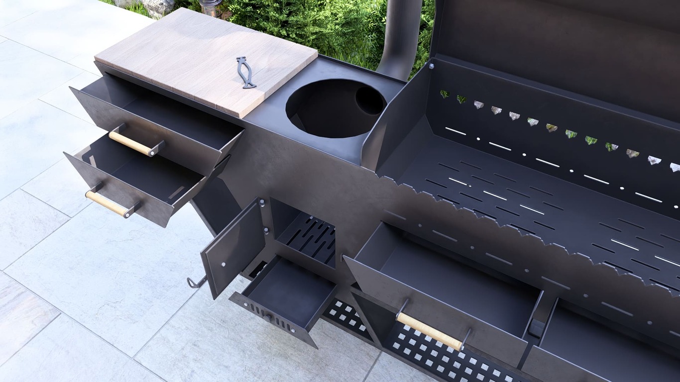 Bucătărie de Vară Multifuncțională. Fișiere DXF, SVG pentru tăiere cu plasmă și laser. Grătar Complet. 3-în-1: Zonă de Grill + Cuptor pizza + Sobă pentru Ceaun. Фото 18