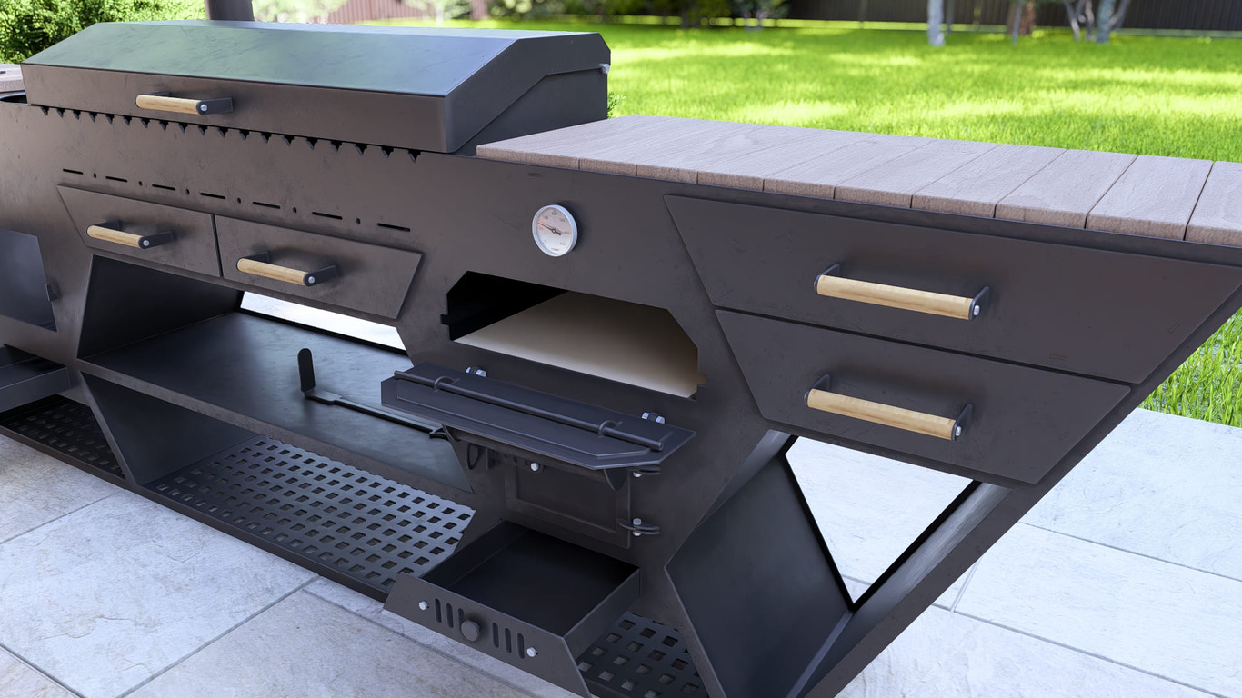 Bucătărie de Vară Multifuncțională. Fișiere DXF, SVG pentru tăiere cu plasmă și laser. Grătar Complet. 3-în-1: Zonă de Grill + Cuptor pizza + Sobă pentru Ceaun. Фото 20