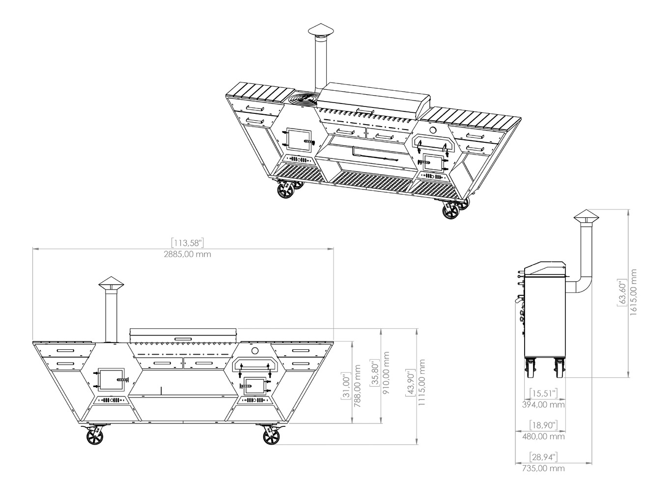 Bucătărie de Vară Multifuncțională. Fișiere DXF, SVG pentru tăiere cu plasmă și laser. Grătar Complet. 3-în-1: Zonă de Grill + Cuptor pizza + Sobă pentru Ceaun. Фото 22