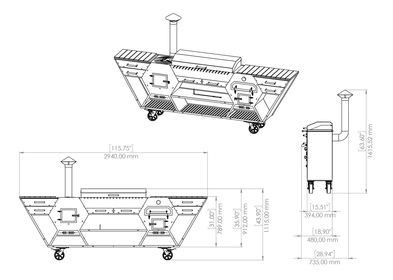 Multifunctional Grill Station. DXF, SVG files for plasma, laser cutting. Outdoor Kitchen. 3-in-1 Barbecue Area + Pizza Oven + Cauldron Stove. Фото 22