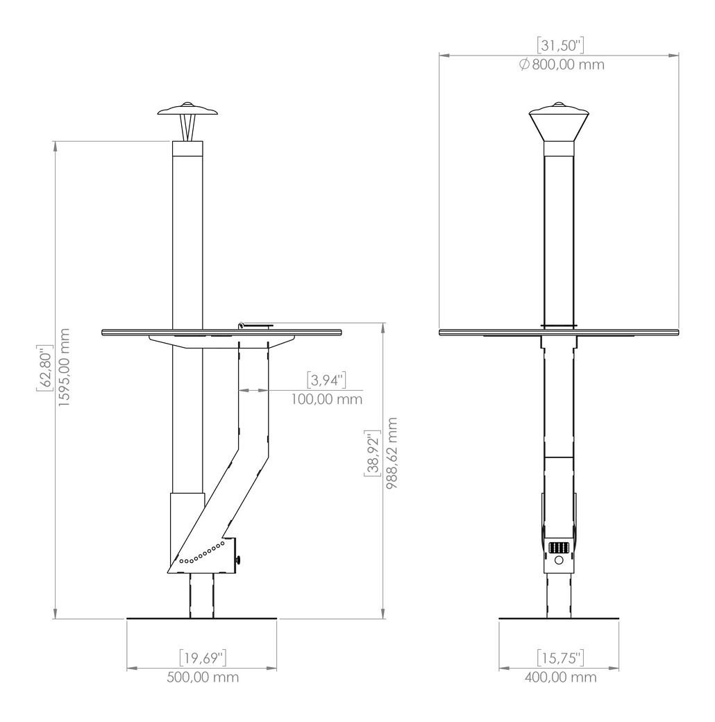 Wood Pellet Patio Heater with Tabletop. DXF files for laser, plasma cutting. Glass Tube Rocket Stove for Outdoor. Фото 17