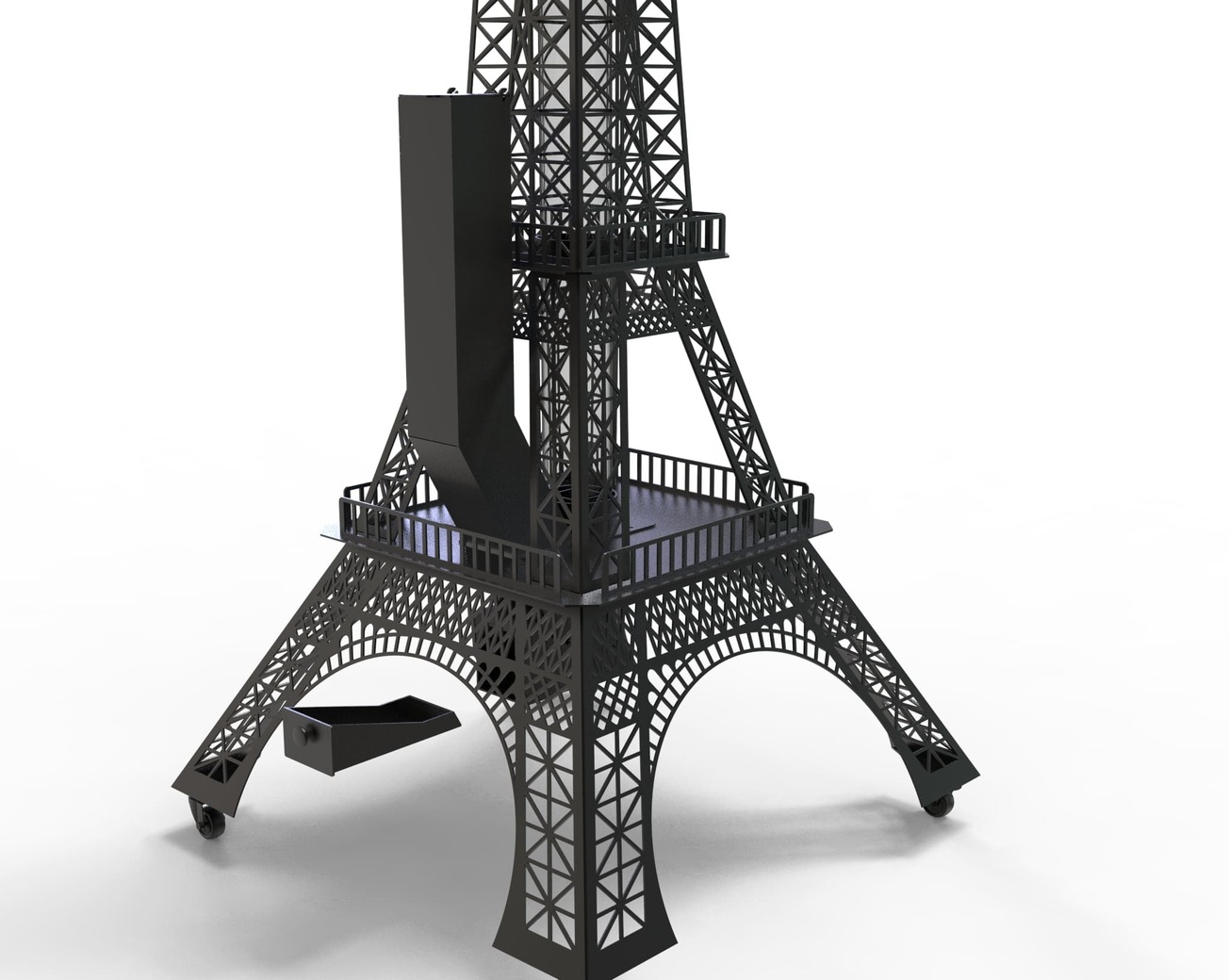 Eiffel Tower Outdoor Pellet Torch. DXF files for laser, plasma cutting. Patio Heater with Glass Tube Flame. Фото 15