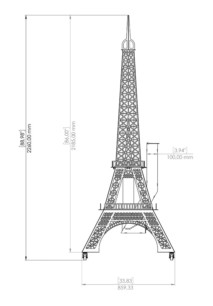 Eiffel Tower Outdoor Pellet Torch. DXF files for laser, plasma cutting. Patio Heater with Glass Tube Flame. Фото 21