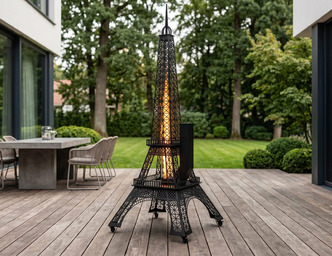 Eiffel Tower Outdoor Pellet Torch. DXF files for laser, plasma cutting. Patio Heater with Glass Tube Flame