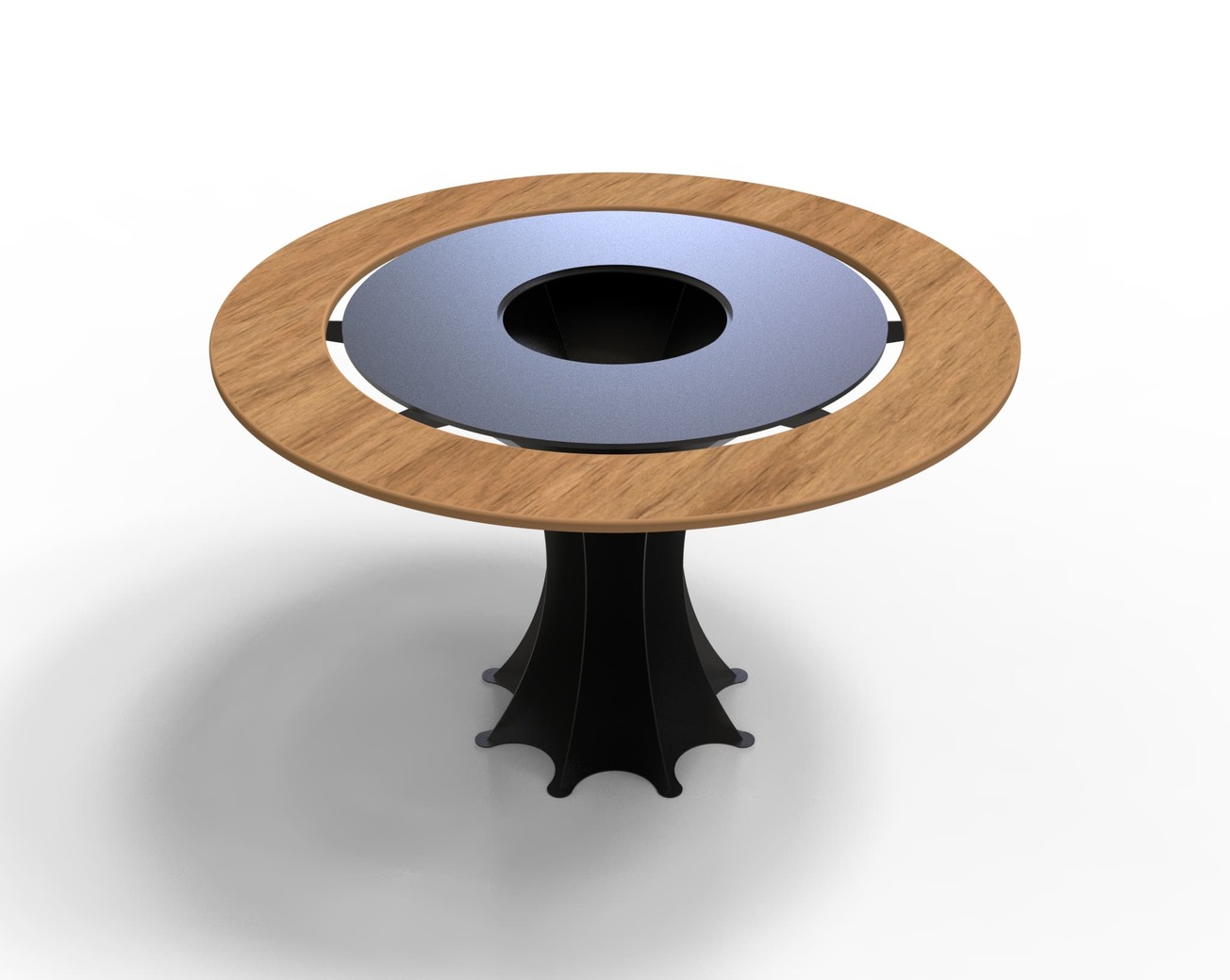 Round Fire Pit Grill on Leg with Tabletop. DXF files for plasma, laser cutting. Plancha BBQ. Фото 4