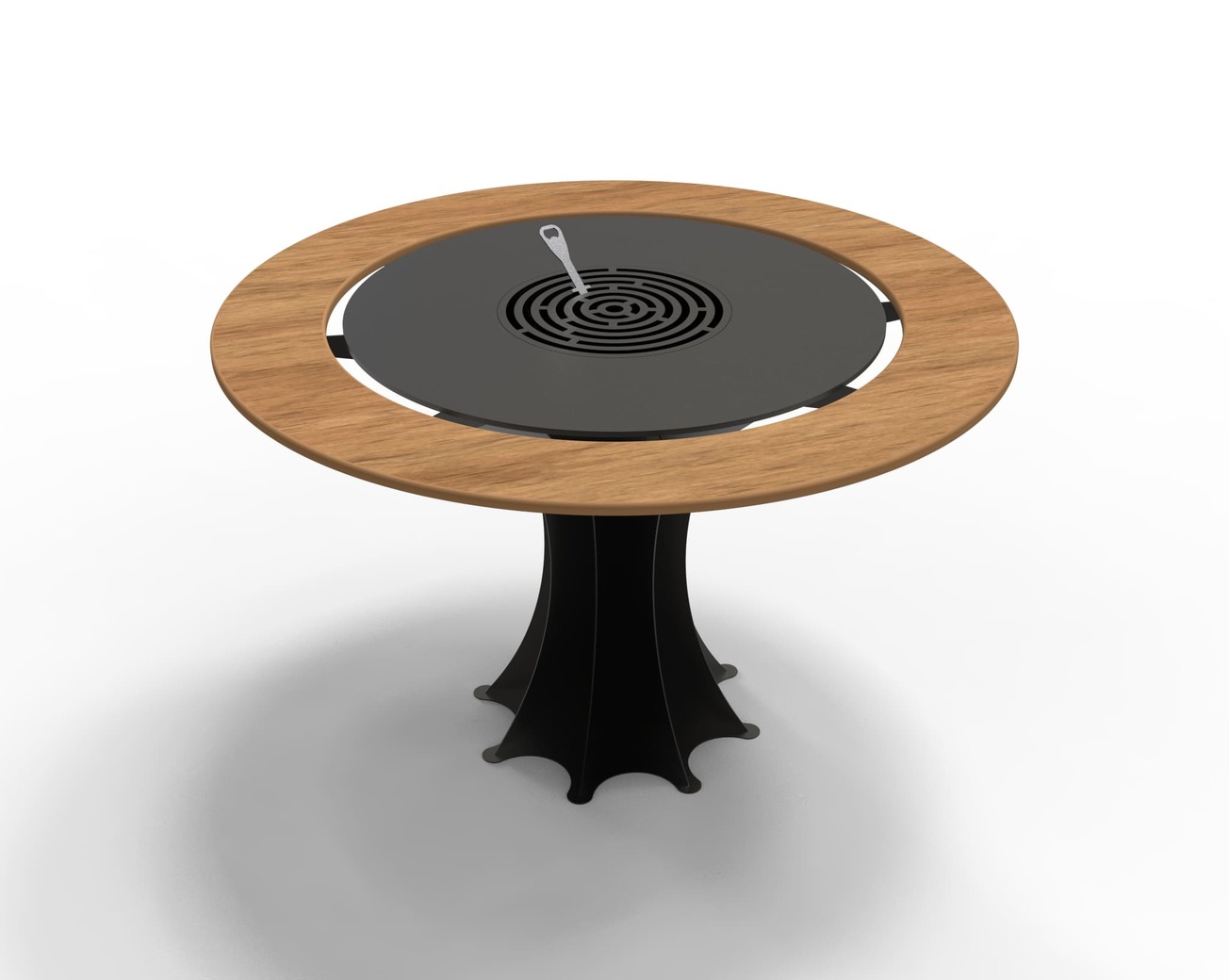 Round Fire Pit Grill on Leg with Tabletop. DXF files for plasma, laser cutting. Plancha BBQ. Фото 7