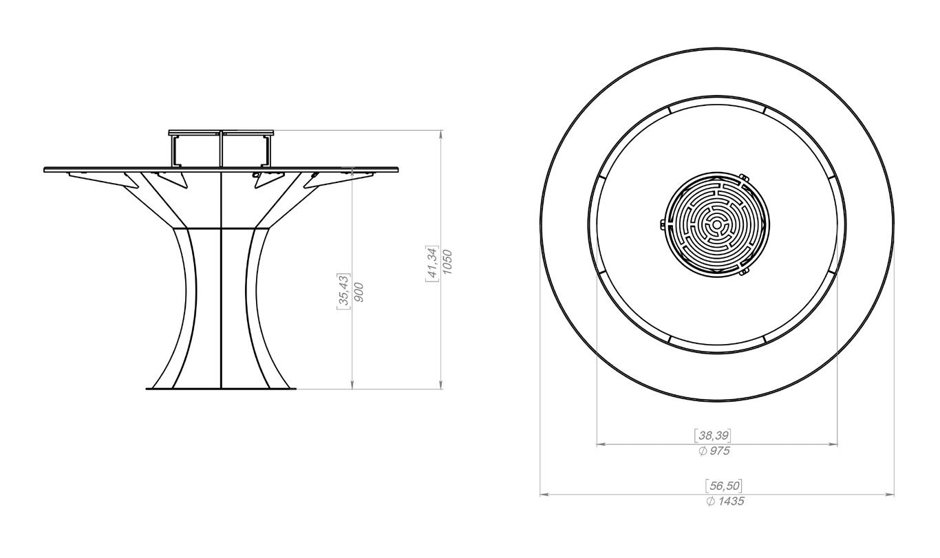 Round Fire Pit Grill on Leg with Tabletop. DXF files for plasma, laser cutting. Plancha BBQ. Фото 11