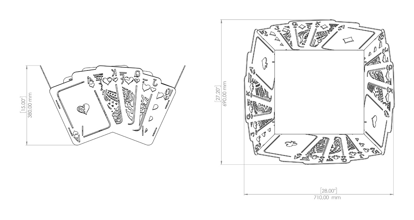Royal Flush Fire Pit (2 Types). DXF files for laser, plasma cutting. Фото 19