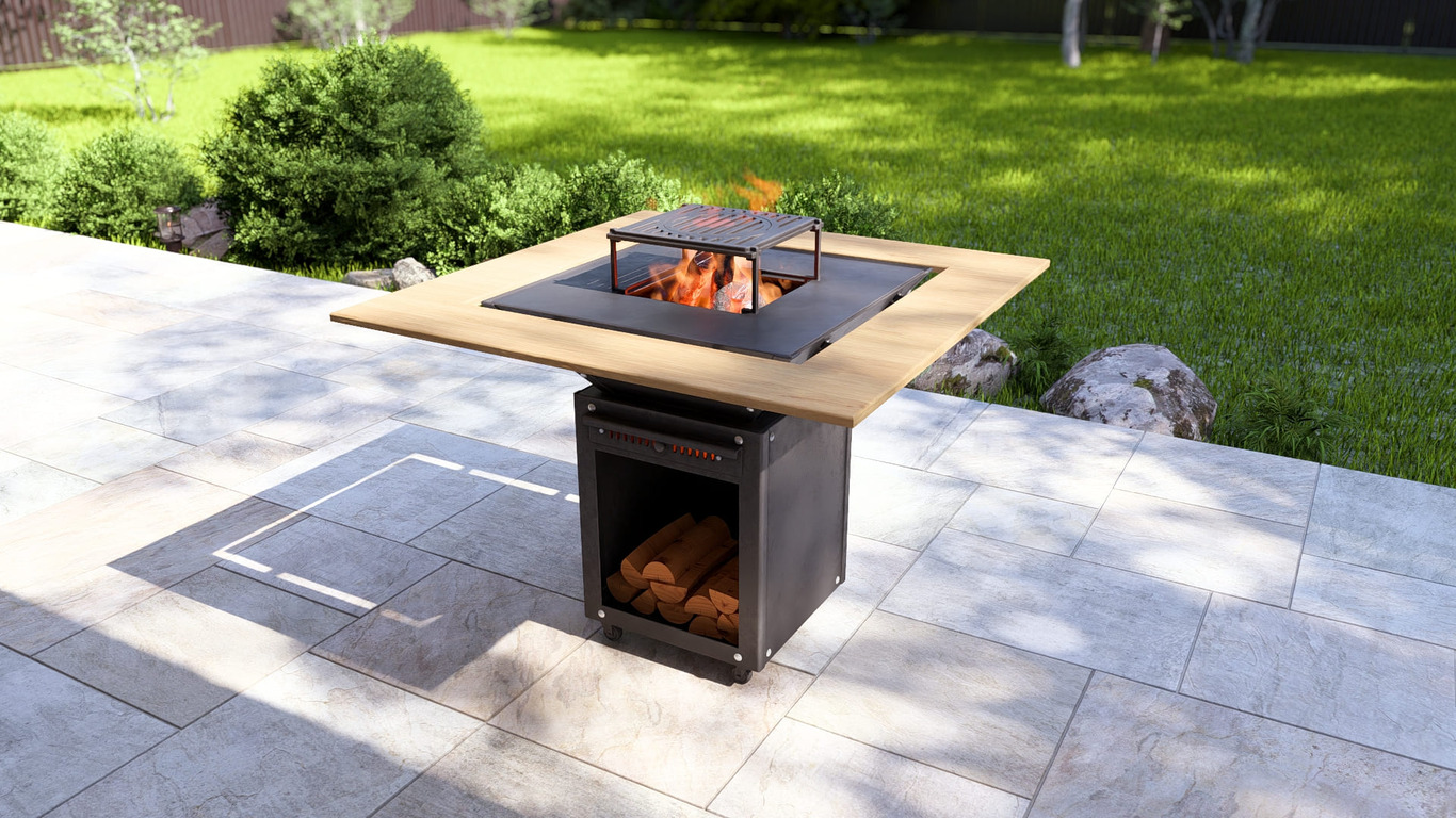 Collapsible 31-Inch Square BBQ Grill with Wooden Tabletop. DXF, SVG files for plasma, laser cutting. Plancha BBQ. Фото 2