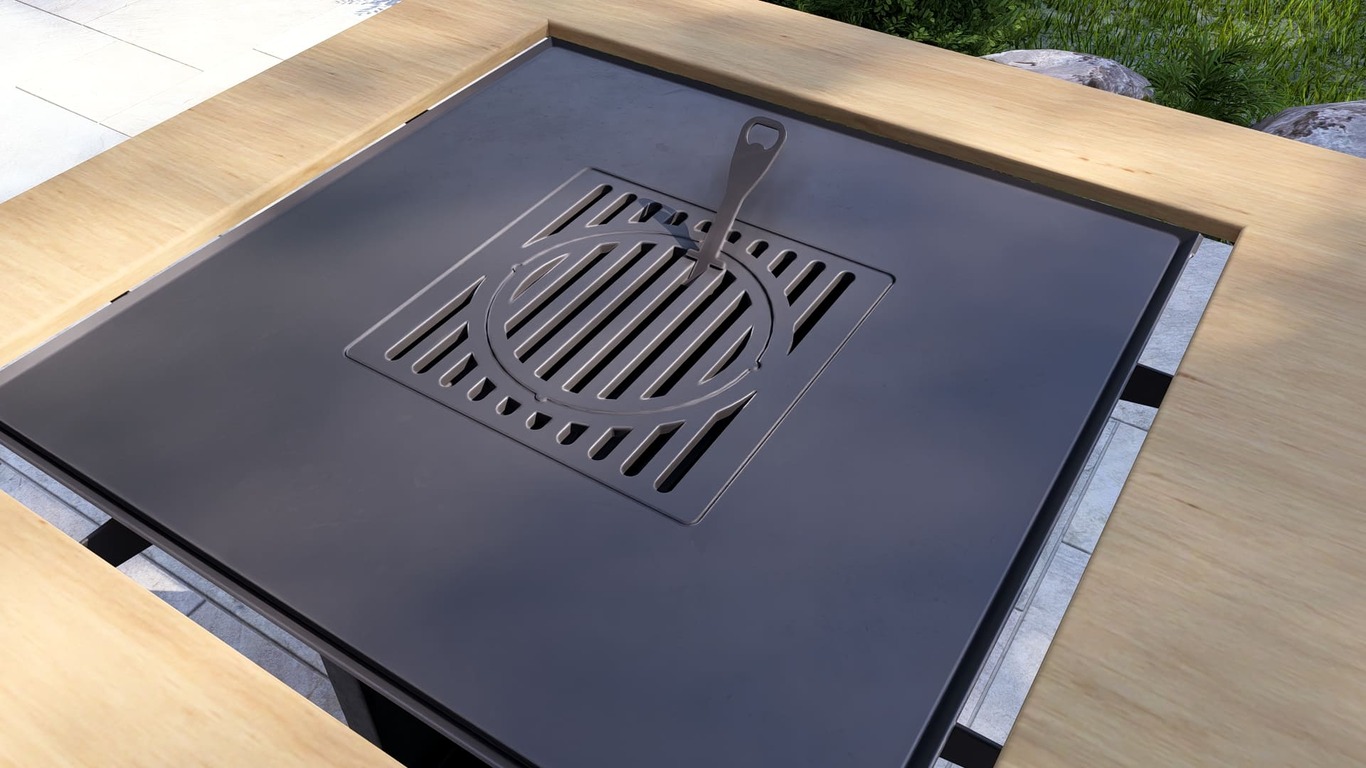 Collapsible 31-Inch Square BBQ Grill with Wooden Tabletop. DXF, SVG files for plasma, laser cutting. Plancha BBQ. Фото 13