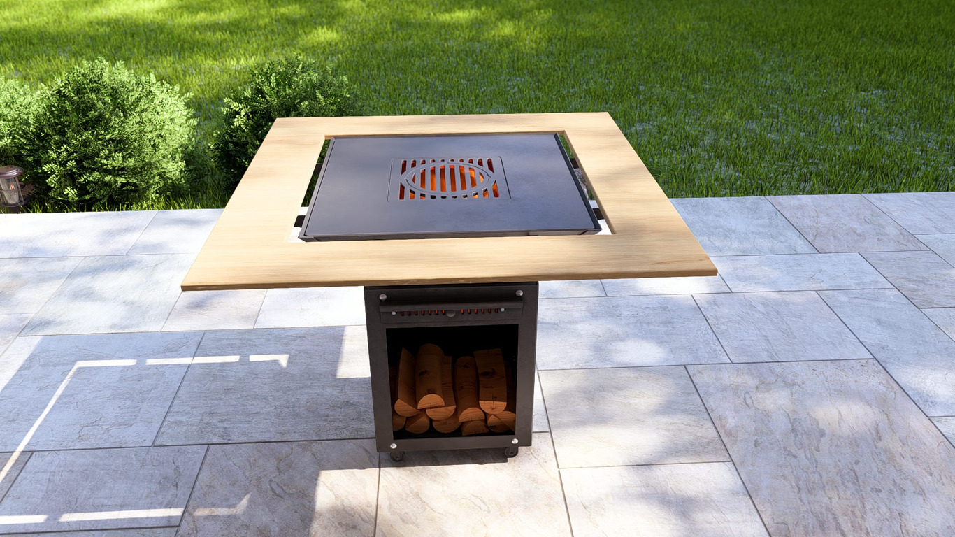 Collapsible 31-Inch Square BBQ Grill with Wooden Tabletop. DXF, SVG files for plasma, laser cutting. Plancha BBQ. Фото 3