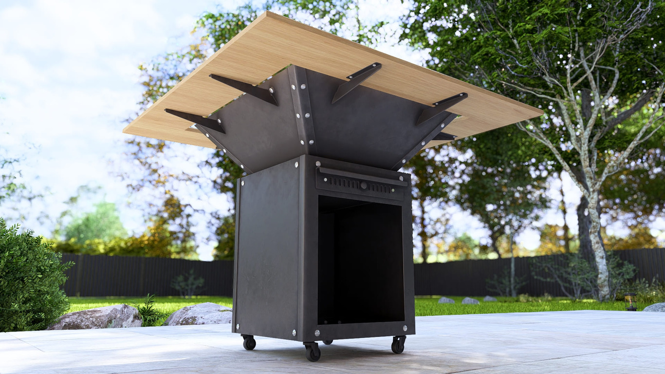 Collapsible 31-Inch Square BBQ Grill with Wooden Tabletop. DXF, SVG files for plasma, laser cutting. Plancha BBQ. Фото 8