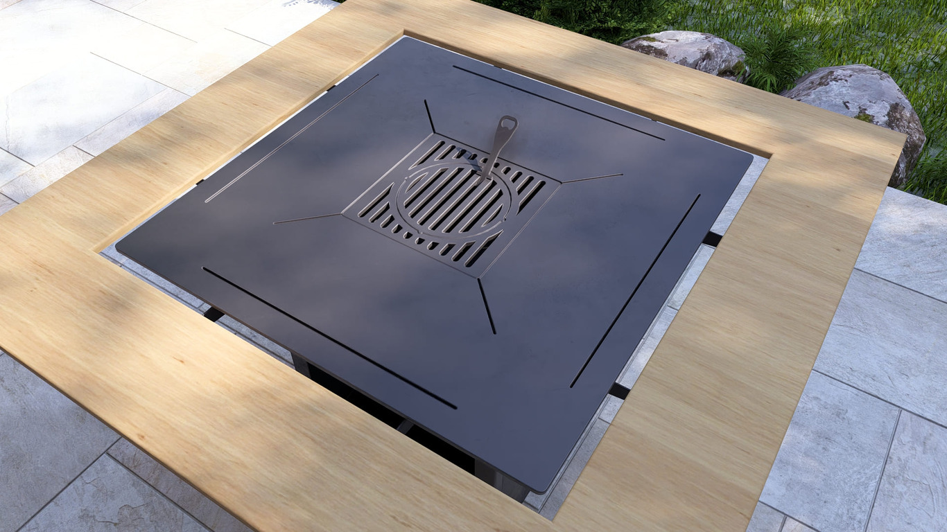 Collapsible 39-Inch Square BBQ Grill with Wooden Tabletop. DXF, SVG files for plasma, laser cutting. Plancha BBQ. Фото 13