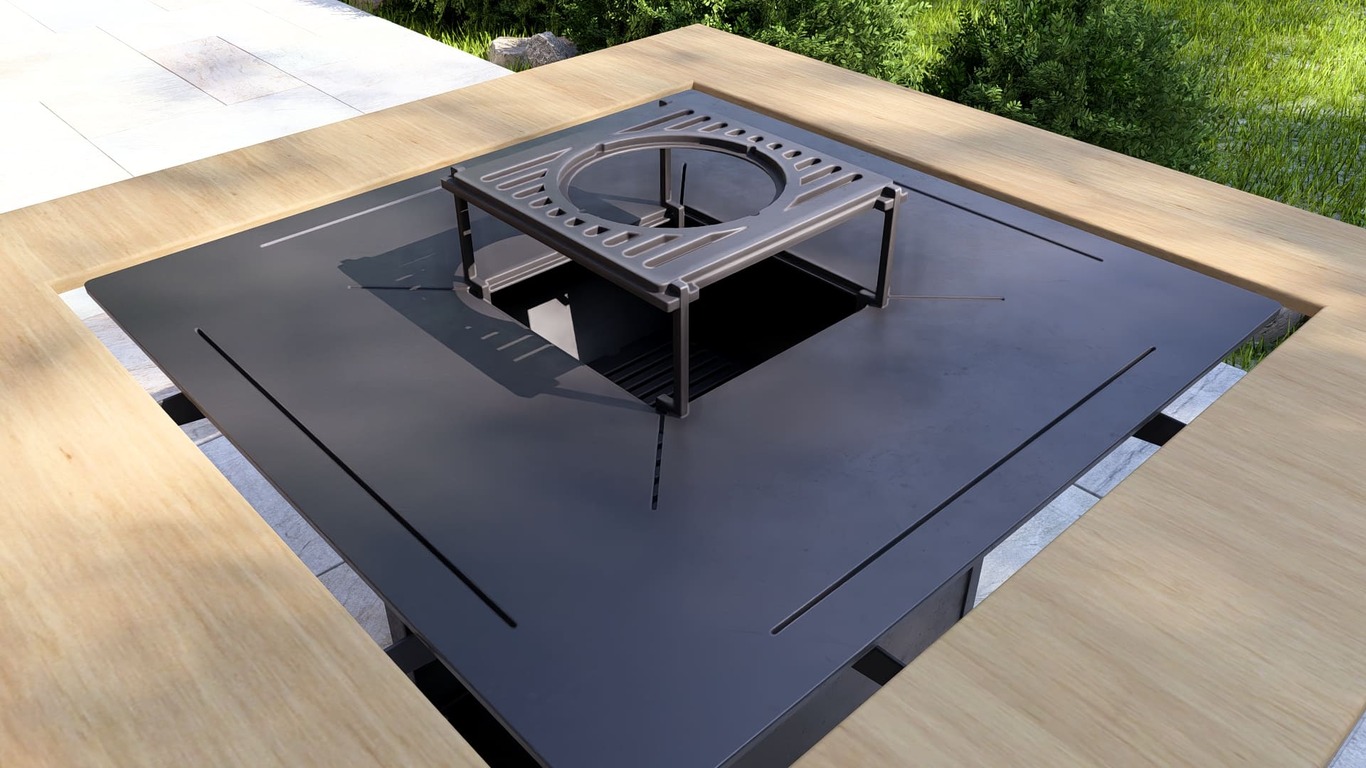Collapsible 39-Inch Square BBQ Grill with Wooden Tabletop. DXF, SVG files for plasma, laser cutting. Plancha BBQ. Фото 15