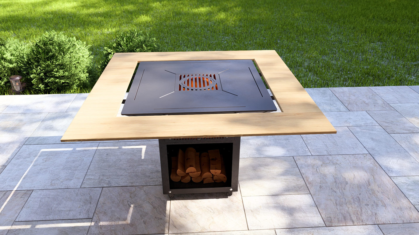 Collapsible 39-Inch Square BBQ Grill with Wooden Tabletop. DXF, SVG files for plasma, laser cutting. Plancha BBQ. Фото 3