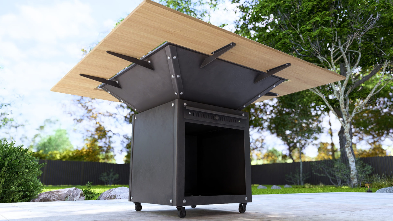 Collapsible 39-Inch Square BBQ Grill with Wooden Tabletop. DXF, SVG files for plasma, laser cutting. Plancha BBQ. Фото 9