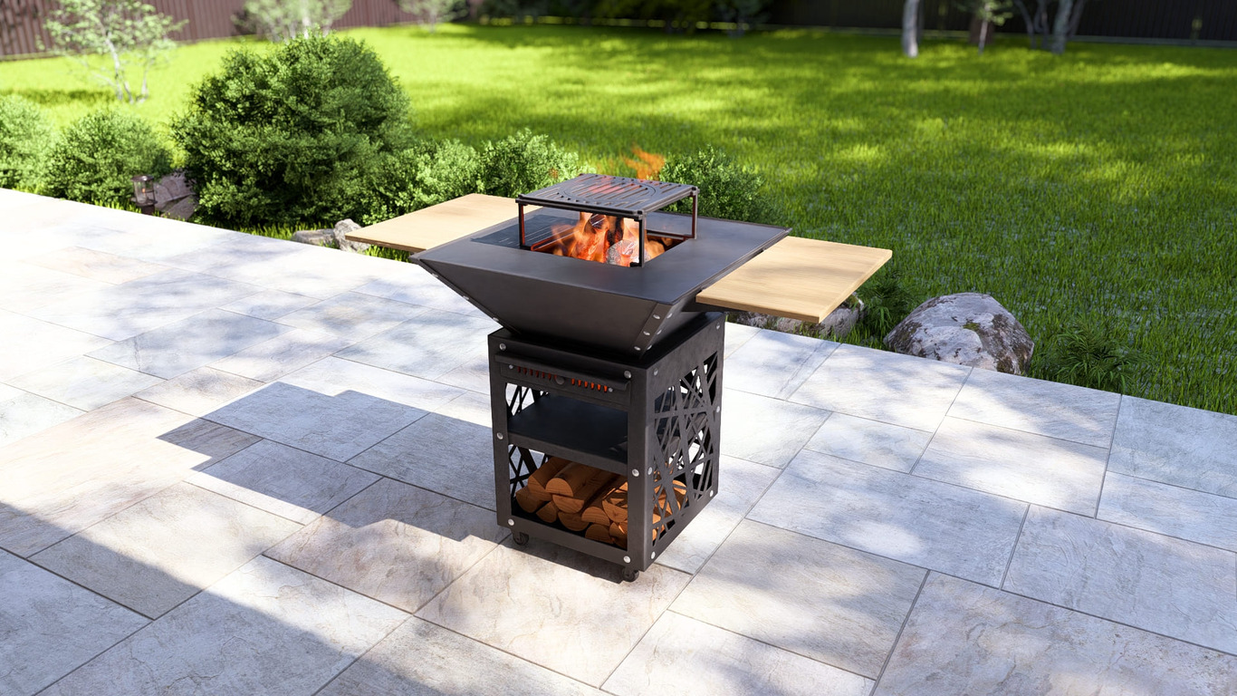 Collapsible 31-Inch Square BBQ Grill V2 with Wooden Tabletop. DXF, SVG files for plasma, laser cutting. Plancha BBQ. Фото 3