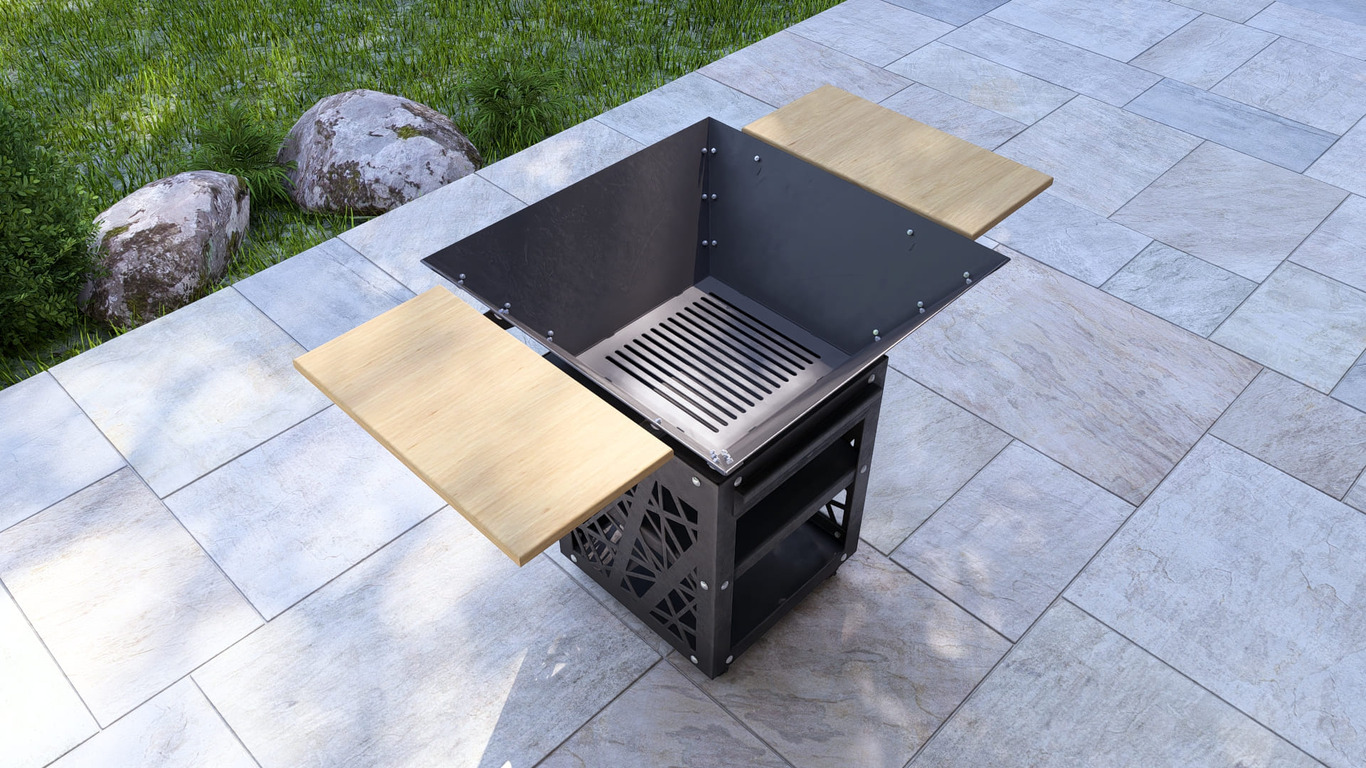 Collapsible 31-Inch Square BBQ Grill V2 with Wooden Tabletop. DXF, SVG files for plasma, laser cutting. Plancha BBQ. Фото 12