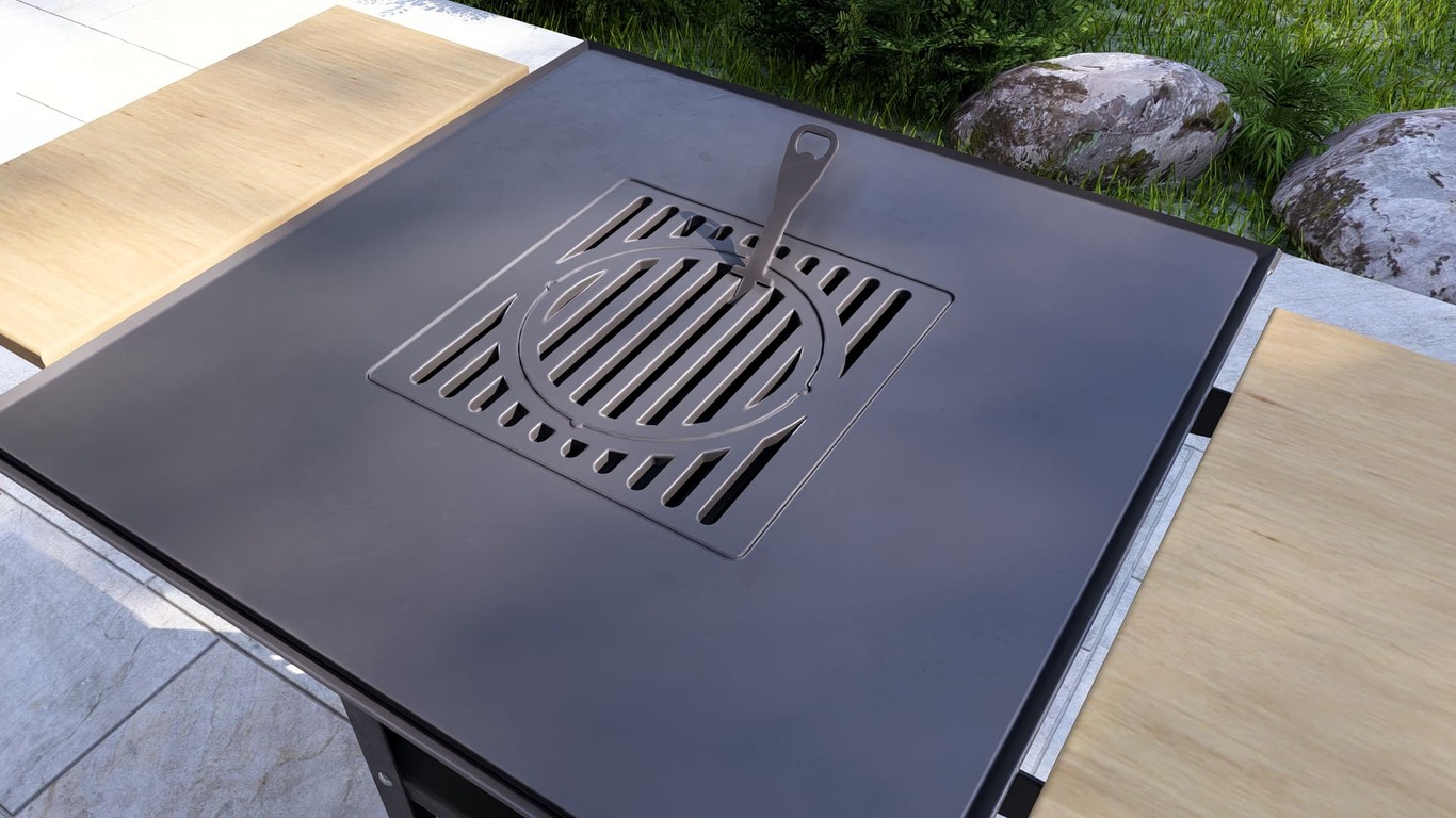 Collapsible 31-Inch Square BBQ Grill V2 with Wooden Tabletop. DXF, SVG files for plasma, laser cutting. Plancha BBQ. Фото 14
