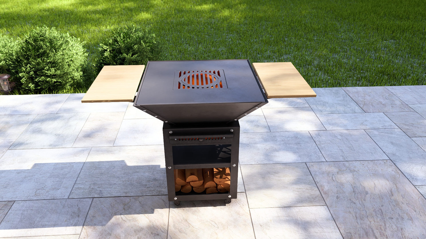 Collapsible 31-Inch Square BBQ Grill V2 with Wooden Tabletop. DXF, SVG files for plasma, laser cutting. Plancha BBQ. Фото 6