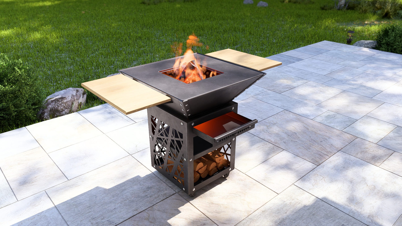 Collapsible 31-Inch Square BBQ Grill V2 with Wooden Tabletop. DXF, SVG files for plasma, laser cutting. Plancha BBQ. Фото 4