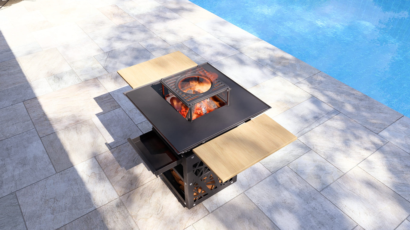 Collapsible 31-Inch Square BBQ Grill V2 with Wooden Tabletop. DXF, SVG files for plasma, laser cutting. Plancha BBQ. Фото 5