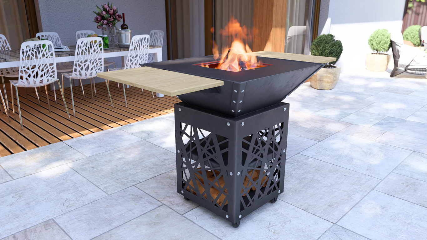 Collapsible 31-Inch Square BBQ Grill V2 with Wooden Tabletop. DXF, SVG files for plasma, laser cutting. Plancha BBQ. Фото 9